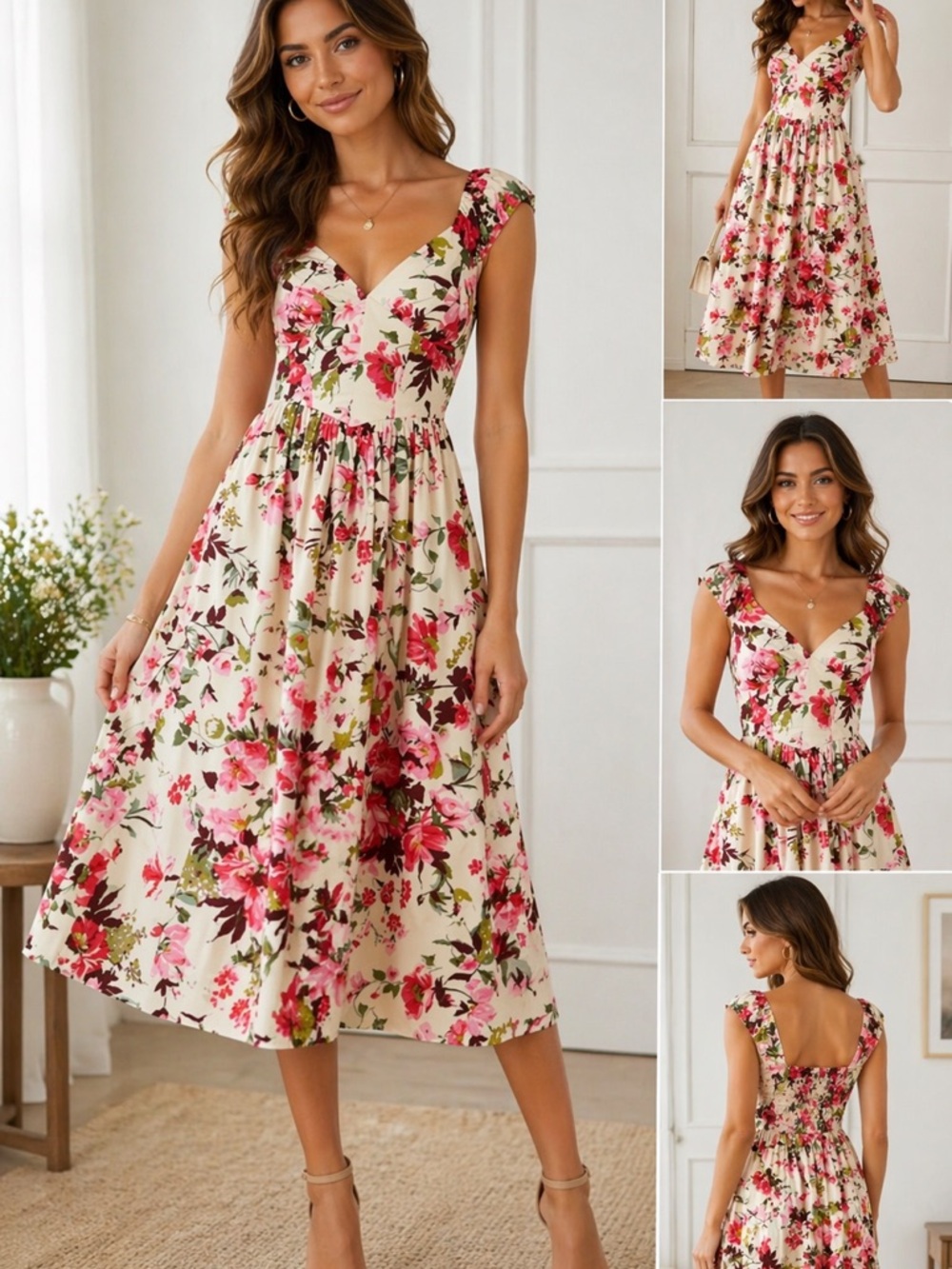Abercrombie Floral Midi Dress Size S 🌷 Romantic Summer Fit
